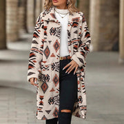 Damen Langarmlange Jacke mit geometrischem Muster