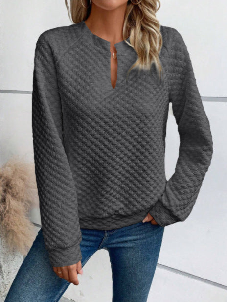 Damen Sweatshirt mit strukturiertem Steppdesign und modischem Ausschnitt