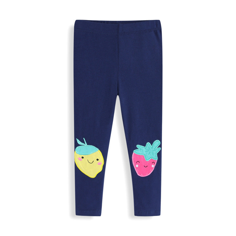 Mädchen Leggings mit fröhlichen Obst-Applikationen Drune