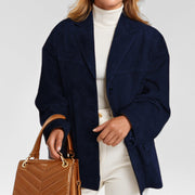 Damen eleganter Oversized-Blazer aus Wildlederimitat