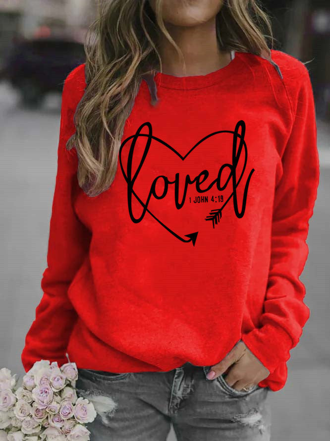 Damen Sweatshirt mit herzförmigem Aufdruck und inspirierender Botschaft