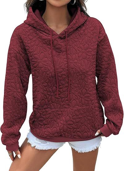 Damen Kapuzenpullover mit floralen Prägungen und großzügiger Passform