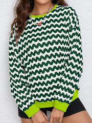 Damen farbenfrohes Sweatshirt mit Wellenmuster und sportlichem Schnitt
