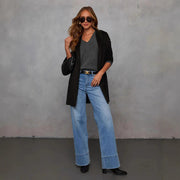 Damen Eleganter Longline Blazer aus Wildlederimitat