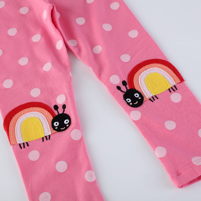 Mädchen Leggings mit fröhlichem Schnecken- und Punkten-Motiv Drune