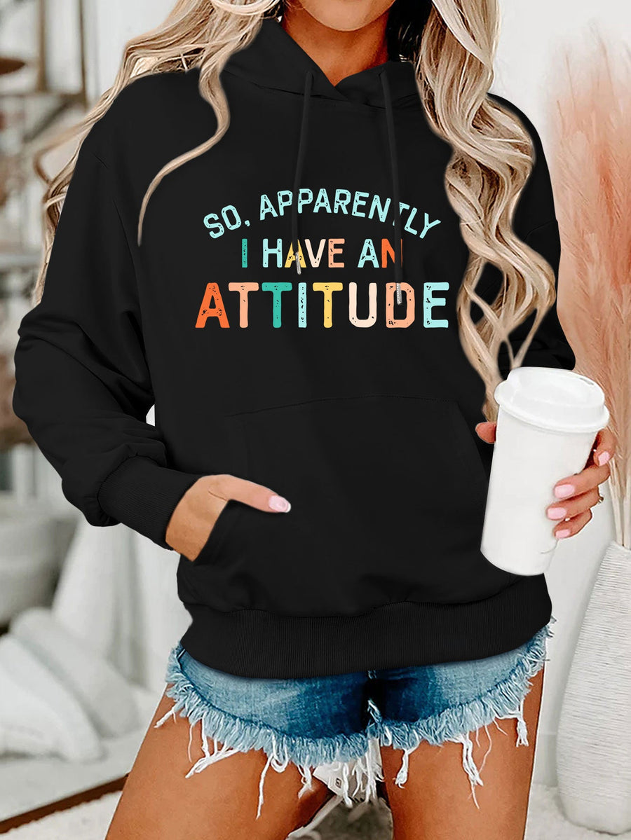 Damen Kapuzenpullover mit kreativem Schriftzug und lässiger Passform