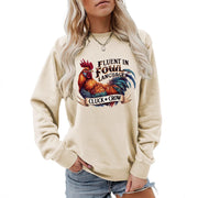 Damen Sweatshirt mit humorvollem Hühnermotiv und bequemer Passform