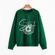 Damen Sweatshirt mit floralem Motiv und inspirierendem Schriftzug