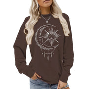 Damen Sweatshirt mit künstlerischem Sonnen- und Mondmotiv