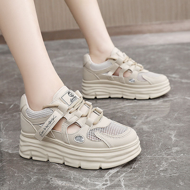 Damen Sportliche Plateau Sneakers mit atemberaubendem Design und verstellbarem Klettverschluss