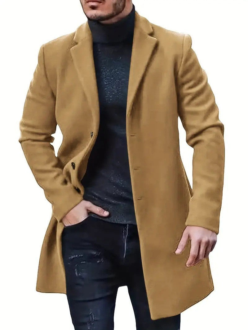 Herren eleganter Langmantel mit modernem Schnitt und hochwertigem Innenfutter Aliams