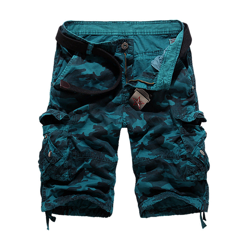 Herren Camo Cargo-Shorts mit mehreren Taschen und verstellbarem Bund Heidi-Mode