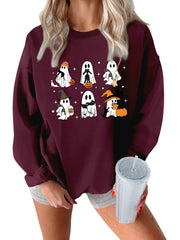 Damen Sweatshirt mit kreativem Gruselmotiv