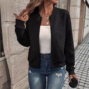 Damen sportliche Bomberjacke mit strukturiertem Design und hohen Bündchen Heidi-Mode