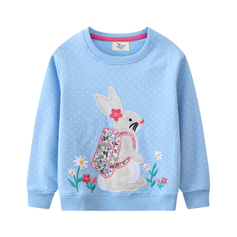 Mädchen Sweatshirt mit niedlichem Hasen- und Blumenmotiv Drune