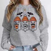 Damen Sweatshirt mit fröhlichem Gespenster-Design und gemütlicher Passform