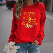 Damen Sweatshirt mit inspirierendem Motiv und Blumenverzierung