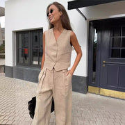 Zweiteiliges Set mit Weste & weiter Hose – Modern, Luftig & Smart