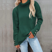 Lässiger Rollkragenpullover für Damen | Mit Knopfmanschetten