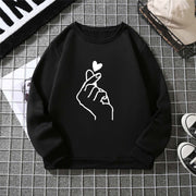 Damen Sweatshirt mit kreativem Handzeichen-Motiv und weichem Innenfutter