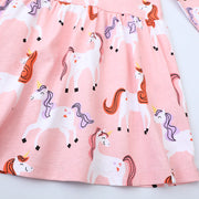 Mädchen Langarmkleid mit fröhlichem Einhorn-Design Drune