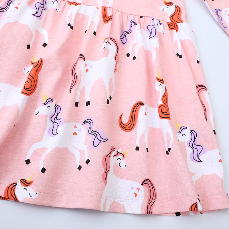 Mädchen Langarmkleid mit fröhlichem Einhorn-Design Drune