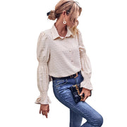 Damen elegante Bluse mit Puffärmeln und Struktur