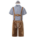 82353【Schwarzes Oberteil + braune Latzhose + graue Mütze】