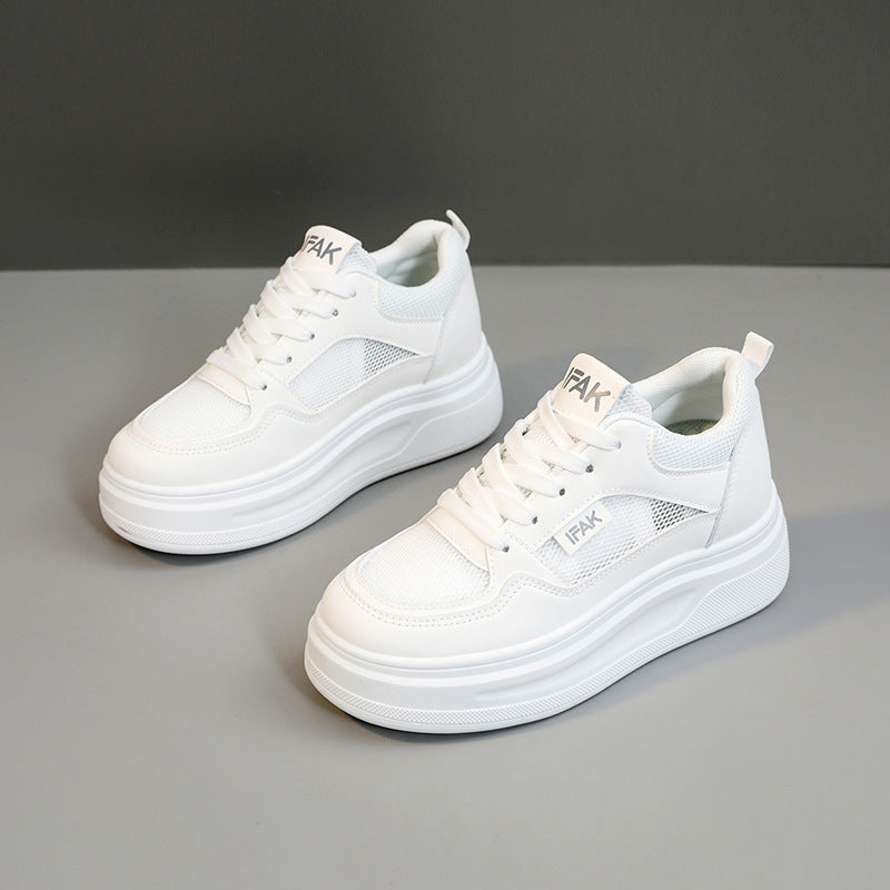 Damen modische Plateau-Sneaker mit atmungsaktivem Obermaterial und dämpfender Laufsohle