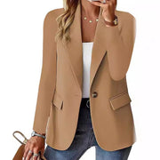 Damen Eleganter Casual Blazer mit modernen Taschen und dezentem Knopf Heidi-Mode