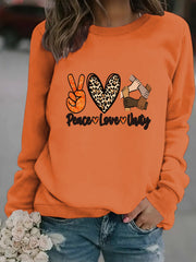 Damen Sweatshirt mit kreativem Peace, Love & Unity Motiv
