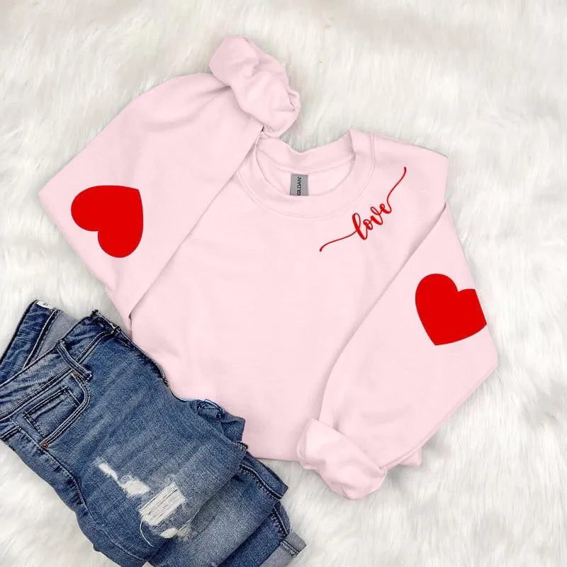 Damen Sweatshirt mit Herzen-Design und lässigem Schnitt