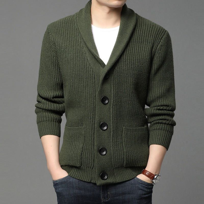 Herren Strickjacke mit hoch geschlossenem Kragen und praktischen Taschen Aliams