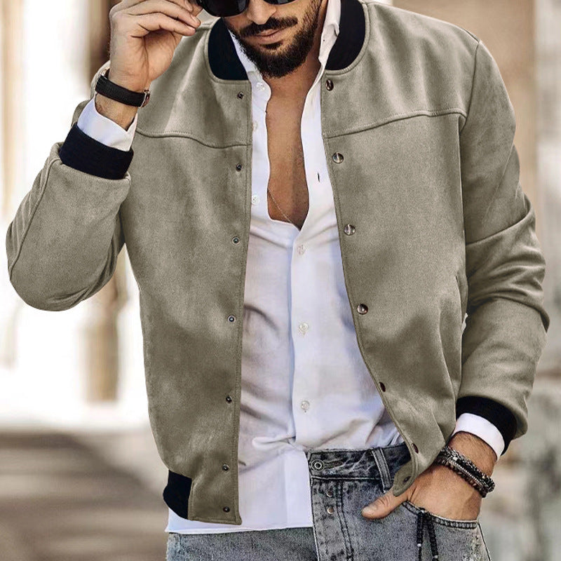 Herren stylische Wildlederjacke mit praktischen Reißverschlusstaschen Aliams