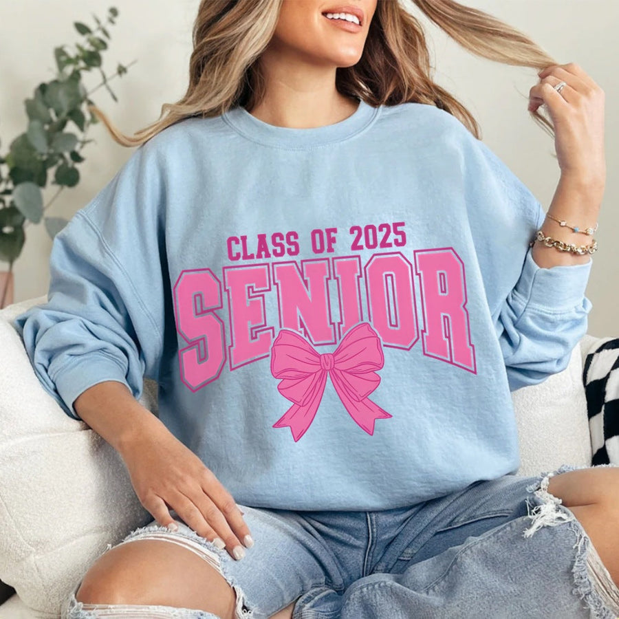 Damen Sweatshirt mit Abschlussjahr und dekorativem Schleifendesign