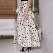 Eleganter Polka‑Dot Maxirock – A‑Linie & High Waist | Vegan Satin