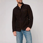Herren Wildlederjacke mit modernem Schnitt und praktischen Taschen Aliams