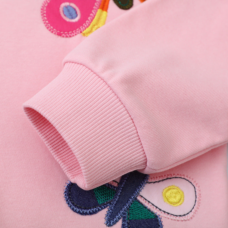 Mädchen Sweatshirt mit bunten Schmetterlings-Stickereien Drune