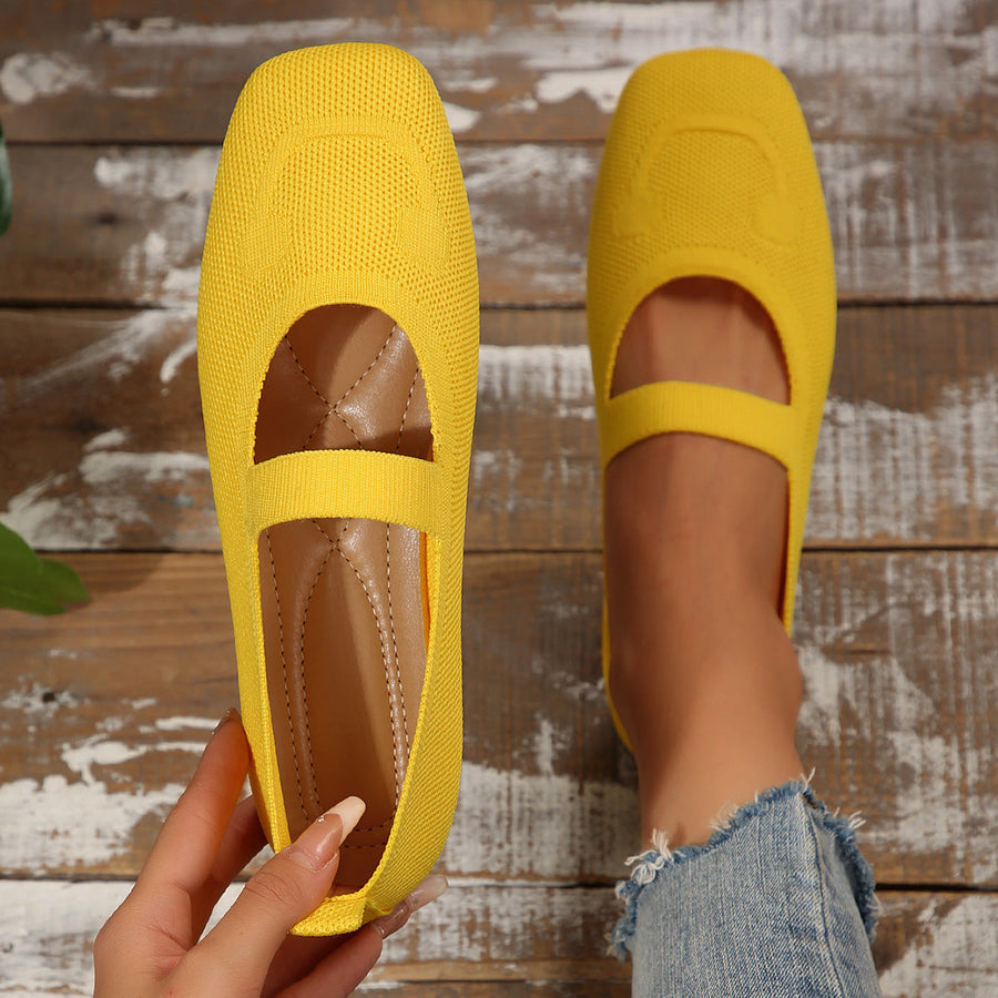 Damen atmungsaktive Ballerinas mit flexiblem Gummi-Obermaterial und verstellbarem Riemen Heidi-Mode