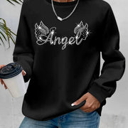 Damen Sweatshirt mit glitzerndem Aufdruck und lässigem Schnitt