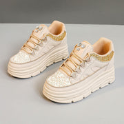 Damen Sportliche Plattform Sneakers mit Glitzer-Details und ergonomischer Dämpfung