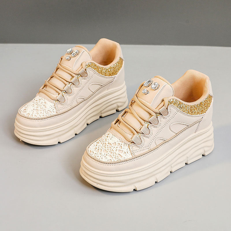 Damen Sportliche Plattform Sneakers mit Glitzer-Details und ergonomischer Dämpfung
