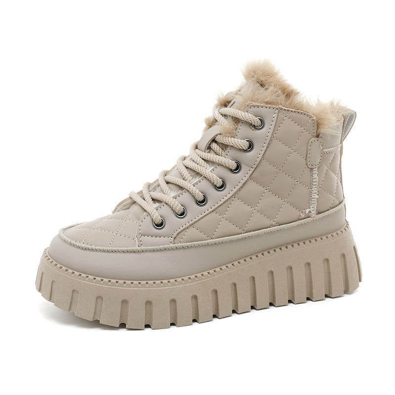 Damen High-Top Sneakers mit luxuriösem Kunstfellkragen und rutschfester Sohle