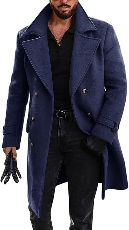 Herren eleganter Langmantel mit doppelter Knopfleiste Aliams