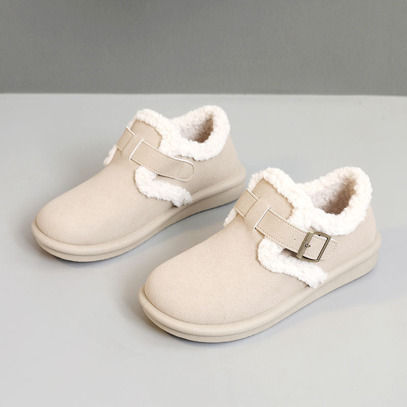 Damen Hausschuhe mit warmem Fleece-Futter und verstellbarem Riemen