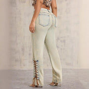 Damen High-Waist Jeans mit aufregenden Schnürdetails