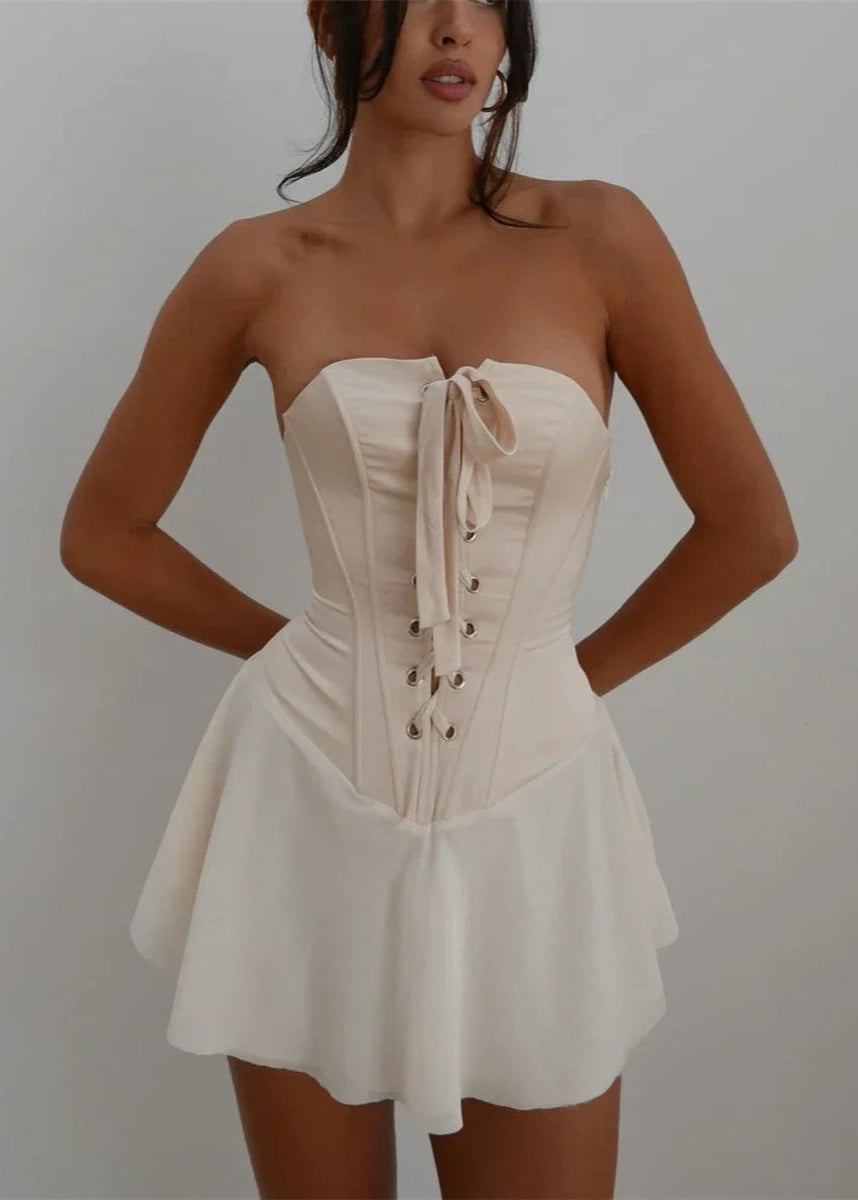 Damen Minikleid im Korsett-Design – ärmellos und enganliegend