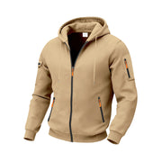 Herren nan technische Zip-Hoodiejacke mit wasserabweisenden Reißverschlusstaschen, Kapuze und verstärkten Ärmelpaspeln Drune