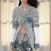 Trendiger Oversize-Denim-Blazer Damen – Streetstyle Jacke mit Schulterpolstern