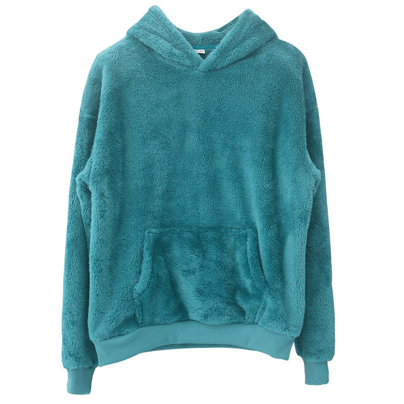 Unisex nan kuscheliger Teddy-Fleece Hoodie mit überlanger Passform und Kängurutasche Drune